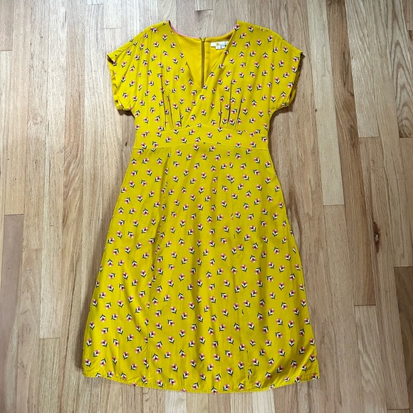 Boden Yellow Floral Midi Dress - Picture 3 of 12